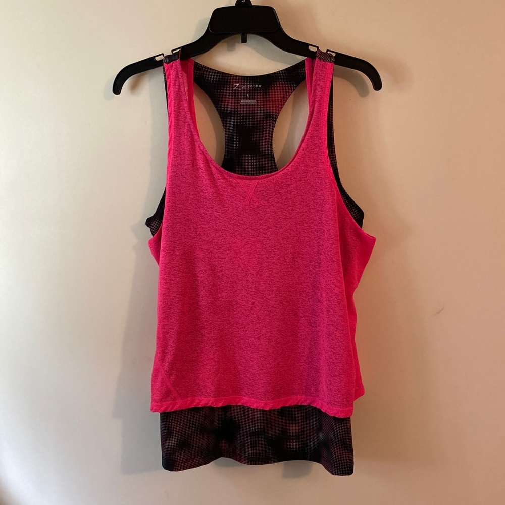 Z by Zobha yoga tank top layer size L pink black